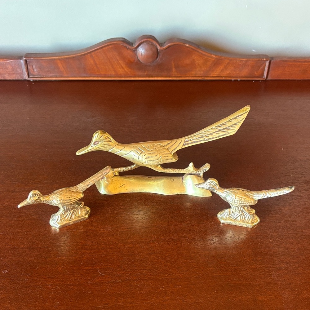 Brass Roadrunner Figurines Set
